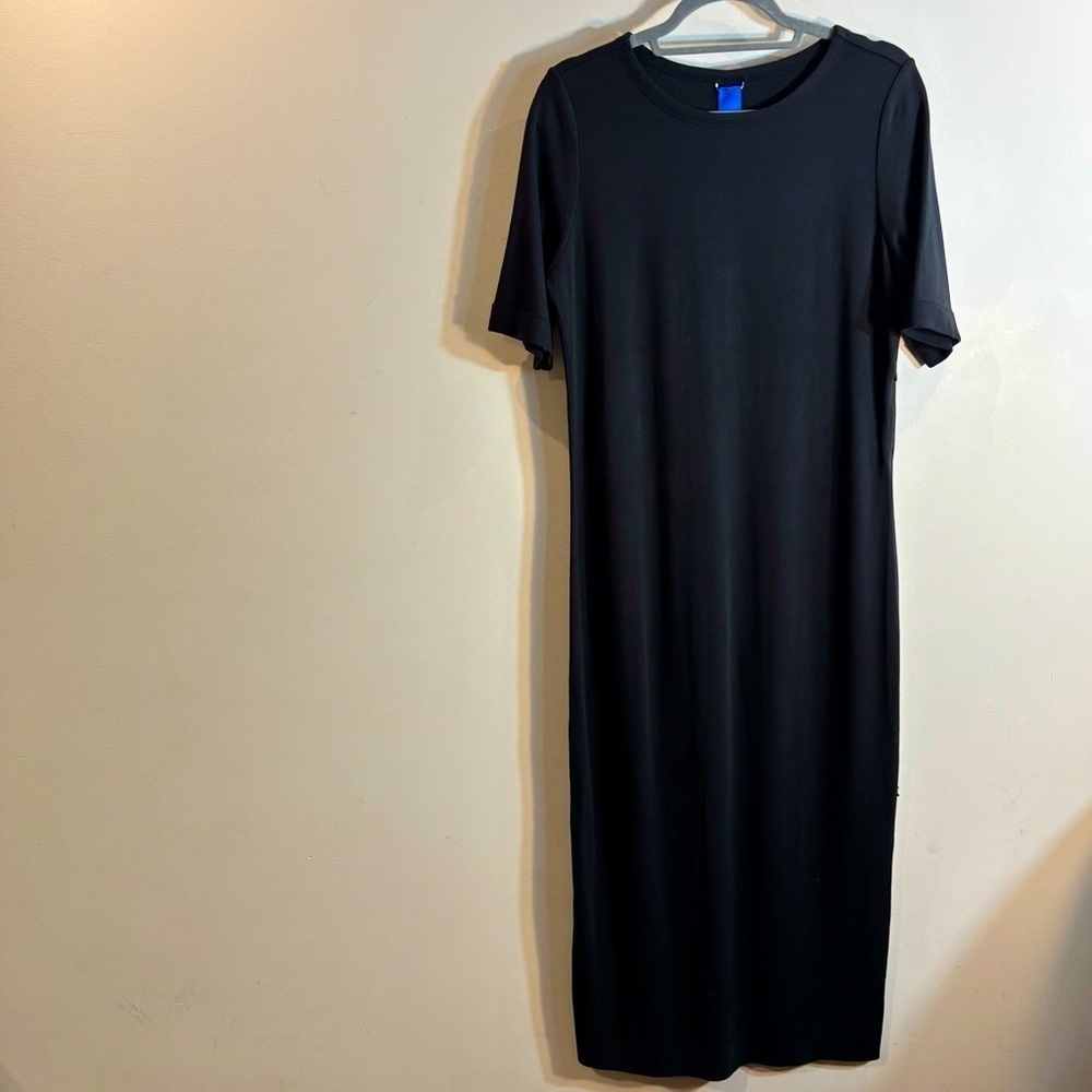 KIT and ACE Sz M Maxi Dress Zipper Side Pocket Short Sleeve Modal Wool Blend